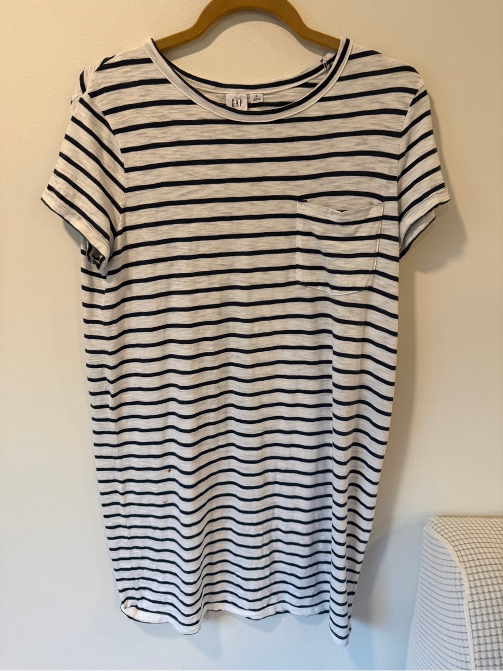 GAP White and Navy Striped Midi Dress